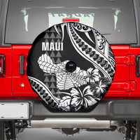 Hawaii Maui Upena Kiloi Spare Tire Cover Kakau Tribal Pattern Black Version LT05 - Polynesian Pride