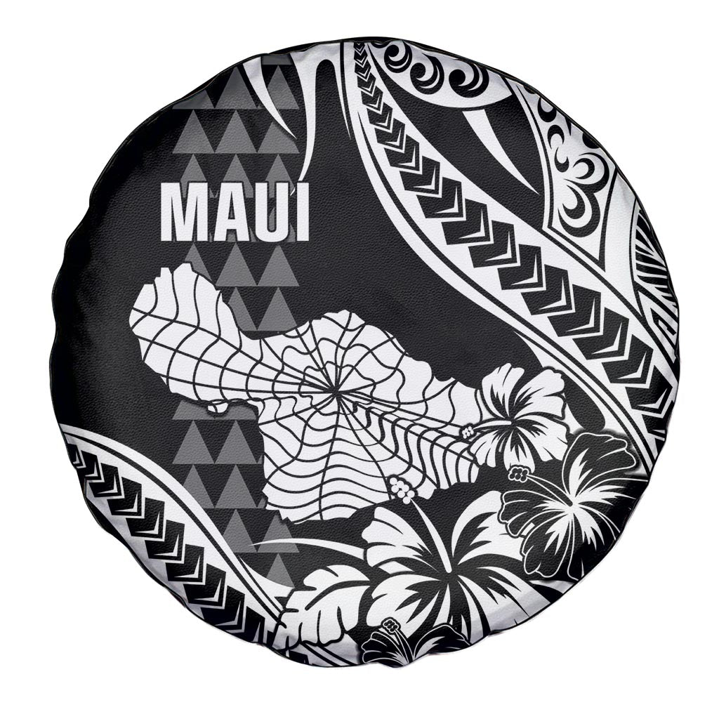 Hawaii Maui Upena Kiloi Spare Tire Cover Kakau Tribal Pattern Black Version LT05 - Polynesian Pride