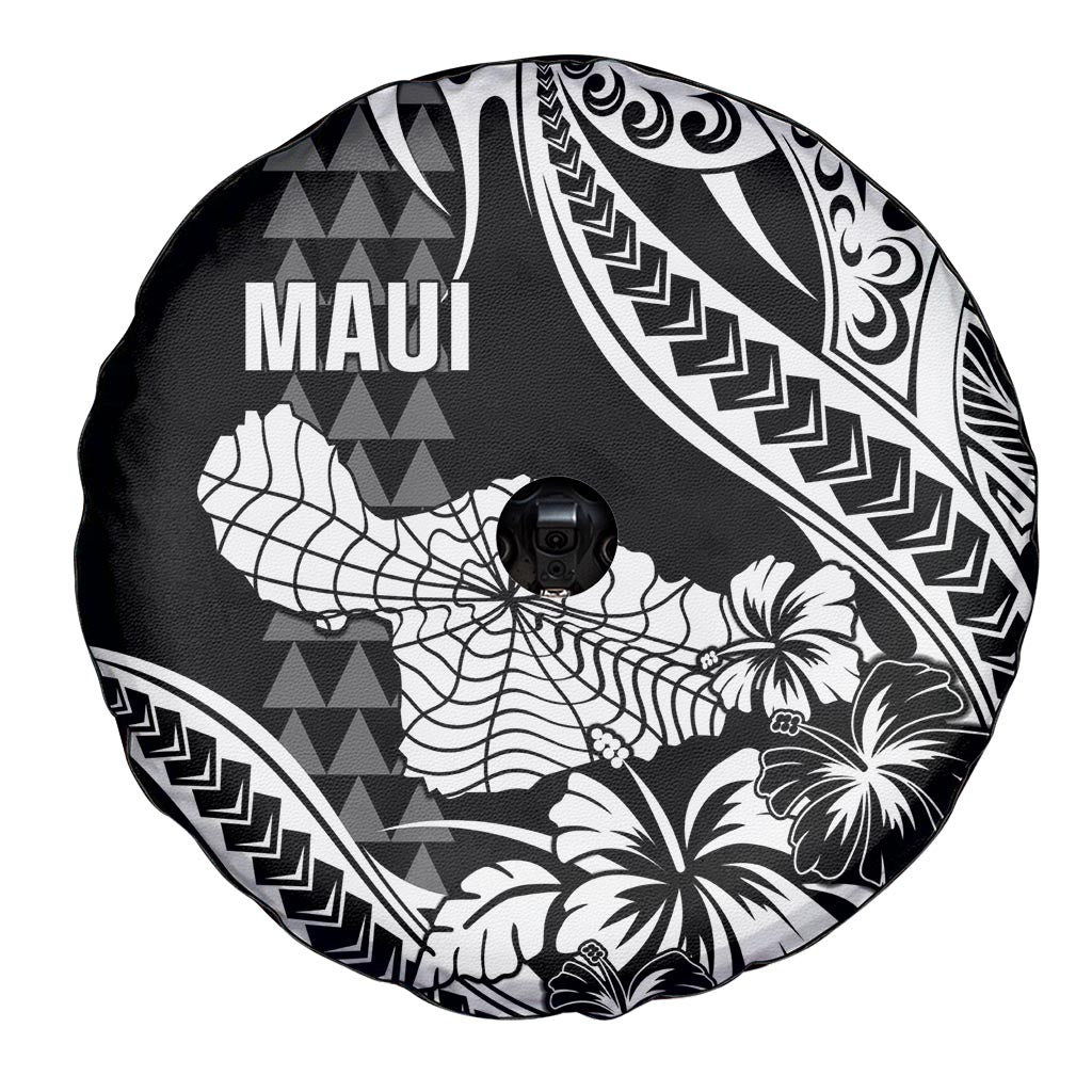 Hawaii Maui Upena Kiloi Spare Tire Cover Kakau Tribal Pattern Black Version LT05 - Polynesian Pride