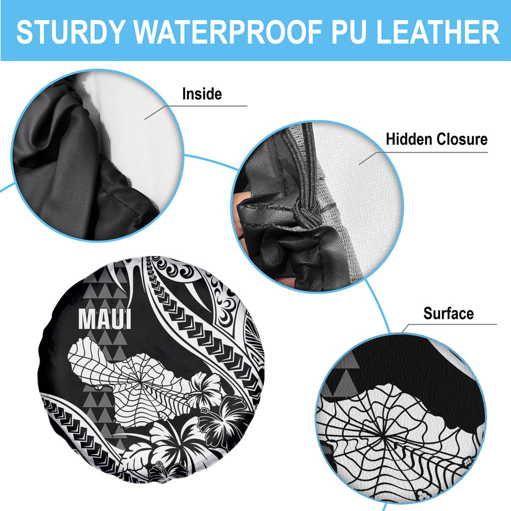 Hawaii Maui Upena Kiloi Spare Tire Cover Kakau Tribal Pattern Black Version LT05 - Polynesian Pride