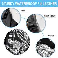 Hawaii Maui Upena Kiloi Spare Tire Cover Kakau Tribal Pattern Black Version LT05 - Polynesian Pride