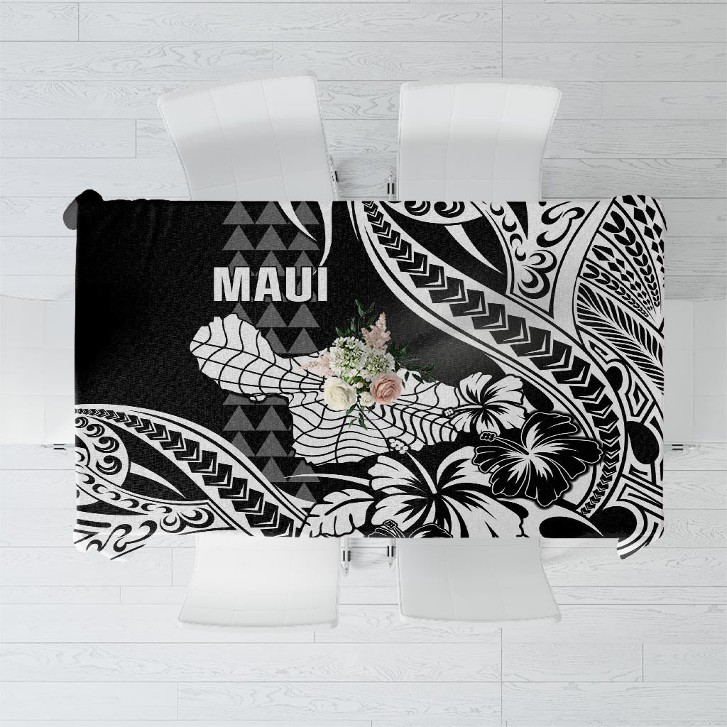 Hawaii Maui Upena Kiloi Tablecloth Kakau Tribal Pattern Black Version