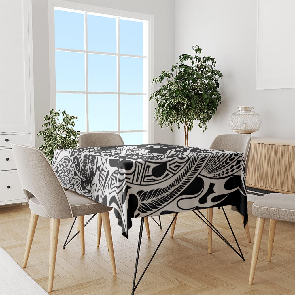 Hawaii Maui Upena Kiloi Tablecloth Kakau Tribal Pattern Black Version