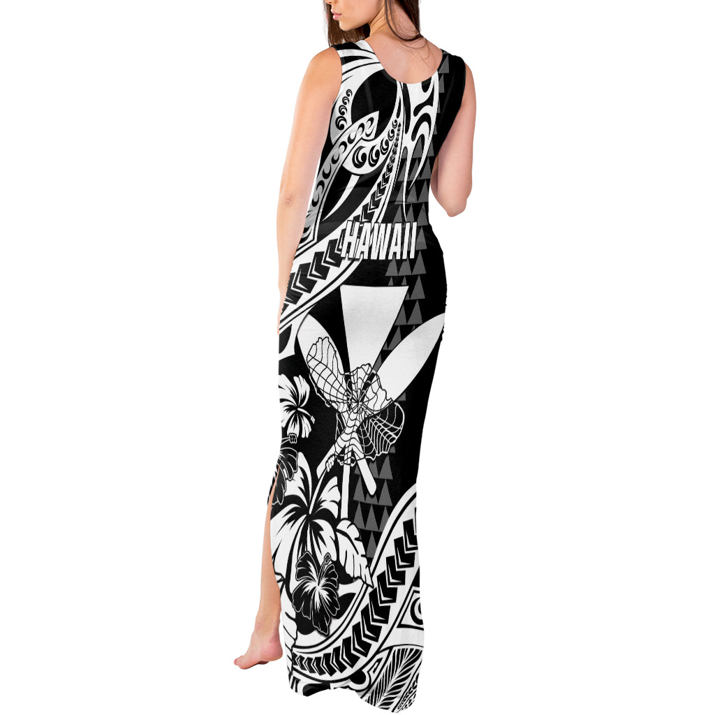 Hawaii Maui Upena Kiloi Tank Maxi Dress Kakau Tribal Pattern Black Version LT05 - Polynesian Pride
