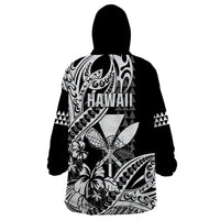 Hawaii Maui Upena Kiloi Wearable Blanket Hoodie Kakau Tribal Pattern Black Version LT05 - Polynesian Pride