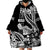 Hawaii Maui Upena Kiloi Wearable Blanket Hoodie Kakau Tribal Pattern Black Version