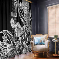 Hawaii Maui Upena Kiloi Window Curtain Kakau Tribal Pattern Black Version LT05 - Polynesian Pride