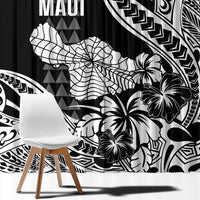 Hawaii Maui Upena Kiloi Window Curtain Kakau Tribal Pattern Black Version LT05 - Polynesian Pride