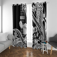 Hawaii Maui Upena Kiloi Window Curtain Kakau Tribal Pattern Black Version LT05 With Grommets Black - Polynesian Pride