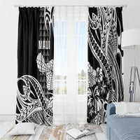 Hawaii Maui Upena Kiloi Window Curtain Kakau Tribal Pattern Black Version LT05 - Polynesian Pride