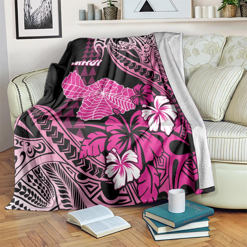 Hawaii Maui Upena Kiloi Blanket Kakau Tribal Pattern Pink Version