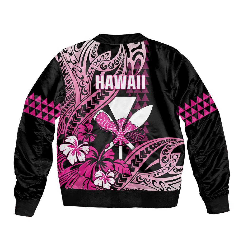 Hawaii Maui Upena Kiloi Bomber Jacket Kakau Tribal Pattern Pink Version LT05 - Polynesian Pride