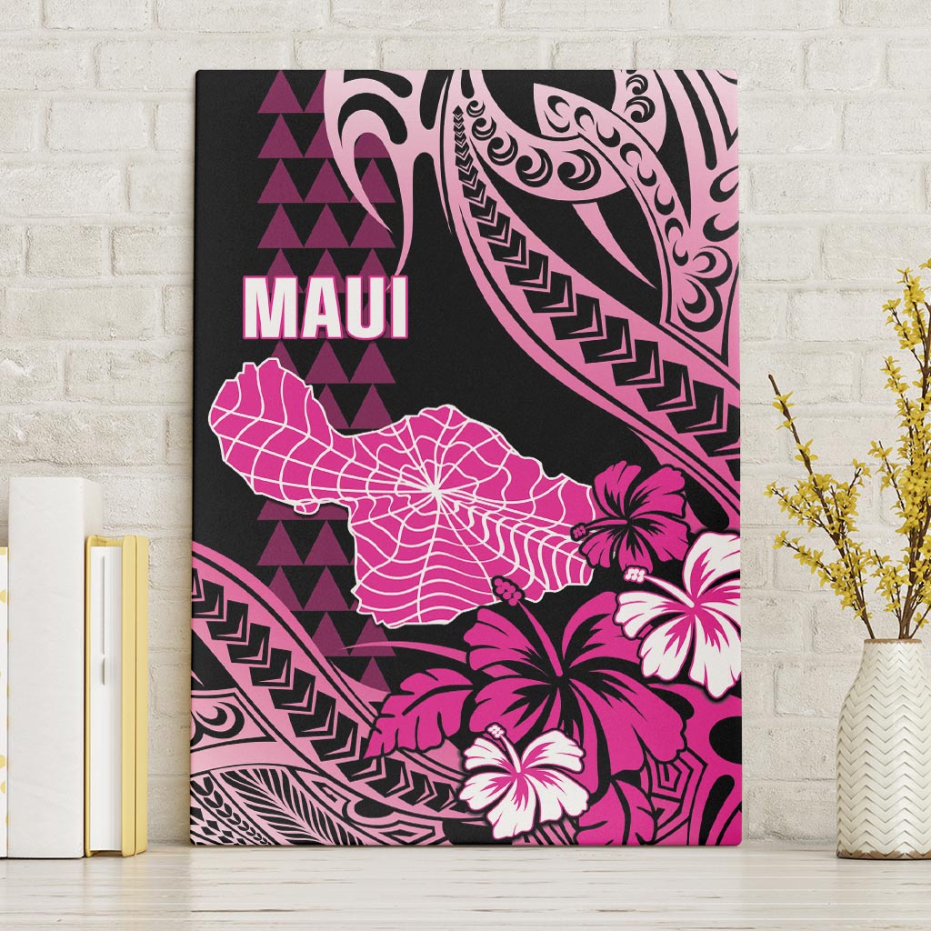 Hawaii Maui Upena Kiloi Canvas Wall Art Kakau Tribal Pattern Pink Version