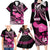 Hawaii Maui Upena Kiloi Family Matching Long Sleeve Bodycon Dress and Hawaiian Shirt Kakau Tribal Pattern Pink Version