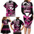 Hawaii Maui Upena Kiloi Family Matching Long Sleeve Bodycon Dress and Hawaiian Shirt Kakau Tribal Pattern Pink Version