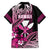 Hawaii Maui Upena Kiloi Family Matching Long Sleeve Bodycon Dress and Hawaiian Shirt Kakau Tribal Pattern Pink Version