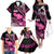 Hawaii Maui Upena Kiloi Family Matching Off The Shoulder Long Sleeve Dress and Hawaiian Shirt Kakau Tribal Pattern Pink Version