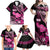 Hawaii Maui Upena Kiloi Family Matching Off Shoulder Maxi Dress and Hawaiian Shirt Kakau Tribal Pattern Pink Version