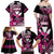 Hawaii Maui Upena Kiloi Family Matching Off Shoulder Maxi Dress and Hawaiian Shirt Kakau Tribal Pattern Pink Version