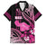 Hawaii Maui Upena Kiloi Family Matching Off Shoulder Maxi Dress and Hawaiian Shirt Kakau Tribal Pattern Pink Version