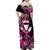 Hawaii Maui Upena Kiloi Family Matching Off Shoulder Maxi Dress and Hawaiian Shirt Kakau Tribal Pattern Pink Version