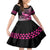 Hawaii Maui Upena Kiloi Family Matching Off Shoulder Short Dress and Hawaiian Shirt Kakau Tribal Pattern Pink Version