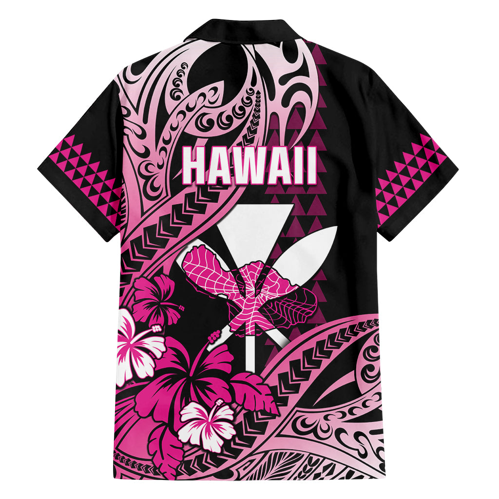 Hawaii Maui Upena Kiloi Family Matching Off Shoulder Short Dress and Hawaiian Shirt Kakau Tribal Pattern Pink Version LT05 - Polynesian Pride