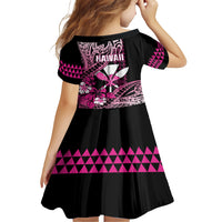 Hawaii Maui Upena Kiloi Family Matching Short Sleeve Bodycon Dress and Hawaiian Shirt Kakau Tribal Pattern Pink Version LT05 - Polynesian Pride