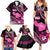 Hawaii Maui Upena Kiloi Family Matching Summer Maxi Dress and Hawaiian Shirt Kakau Tribal Pattern Pink Version