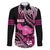 Hawaii Maui Upena Kiloi Family Matching Tank Maxi Dress and Hawaiian Shirt Kakau Tribal Pattern Pink Version