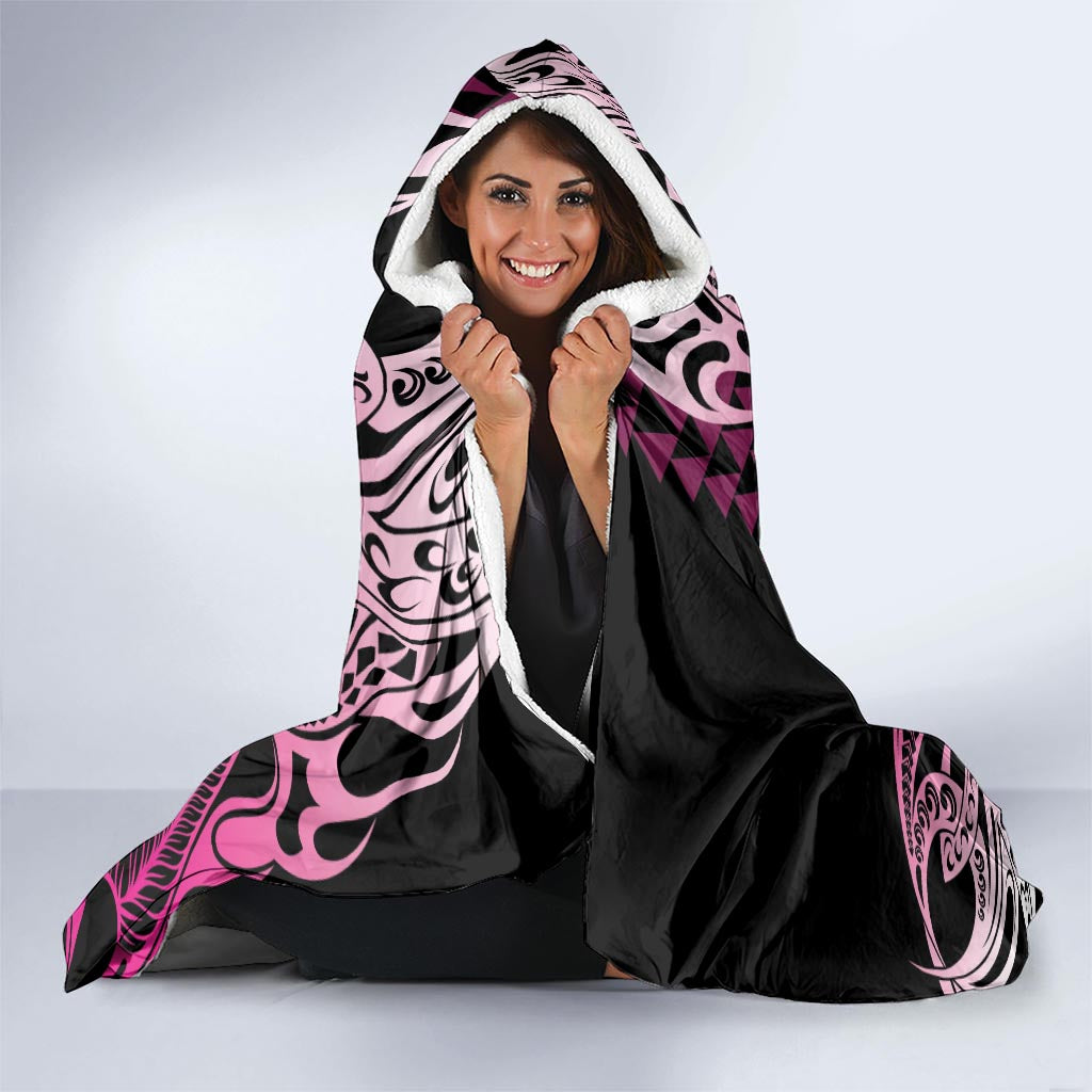 Hawaii Maui Upena Kiloi Hooded Blanket Kakau Tribal Pattern Pink Version LT05 - Polynesian Pride