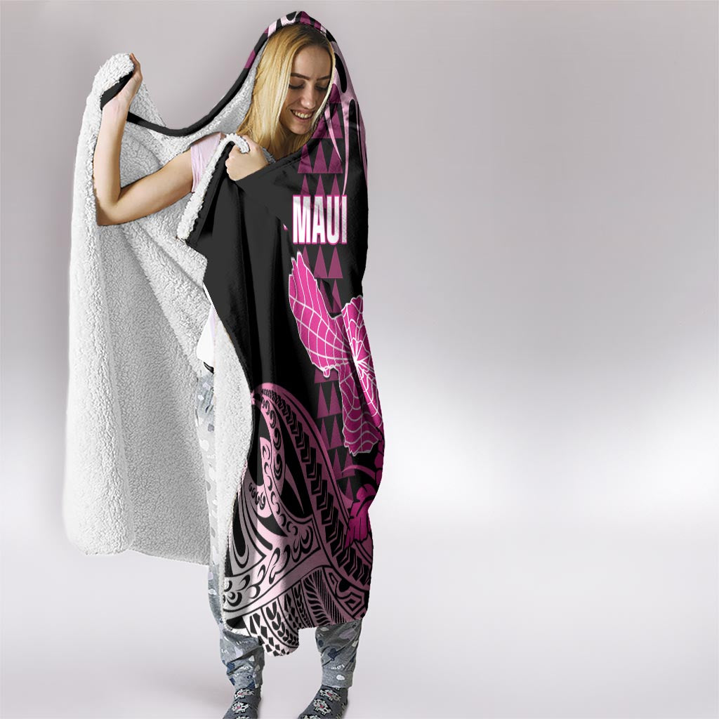 Hawaii Maui Upena Kiloi Hooded Blanket Kakau Tribal Pattern Pink Version LT05 - Polynesian Pride