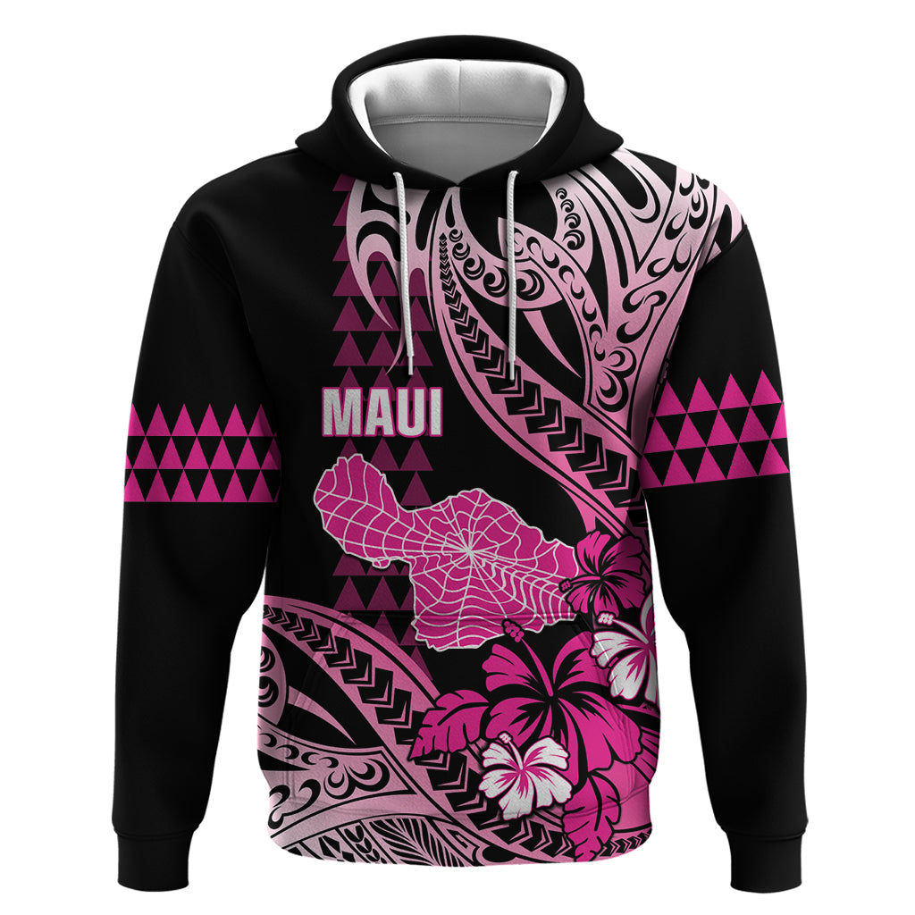 Hawaii Maui Upena Kiloi Hoodie Kakau Tribal Pattern Pink Version