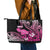 Hawaii Maui Upena Kiloi Leather Tote Bag Kakau Tribal Pattern Pink Version