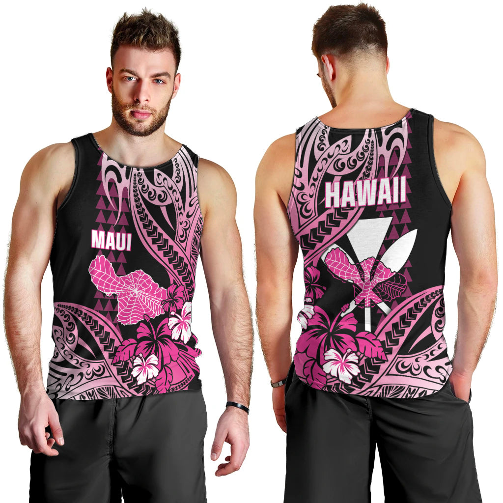 Hawaii Maui Upena Kiloi Men Tank Top Kakau Tribal Pattern Pink Version LT05 - Polynesian Pride