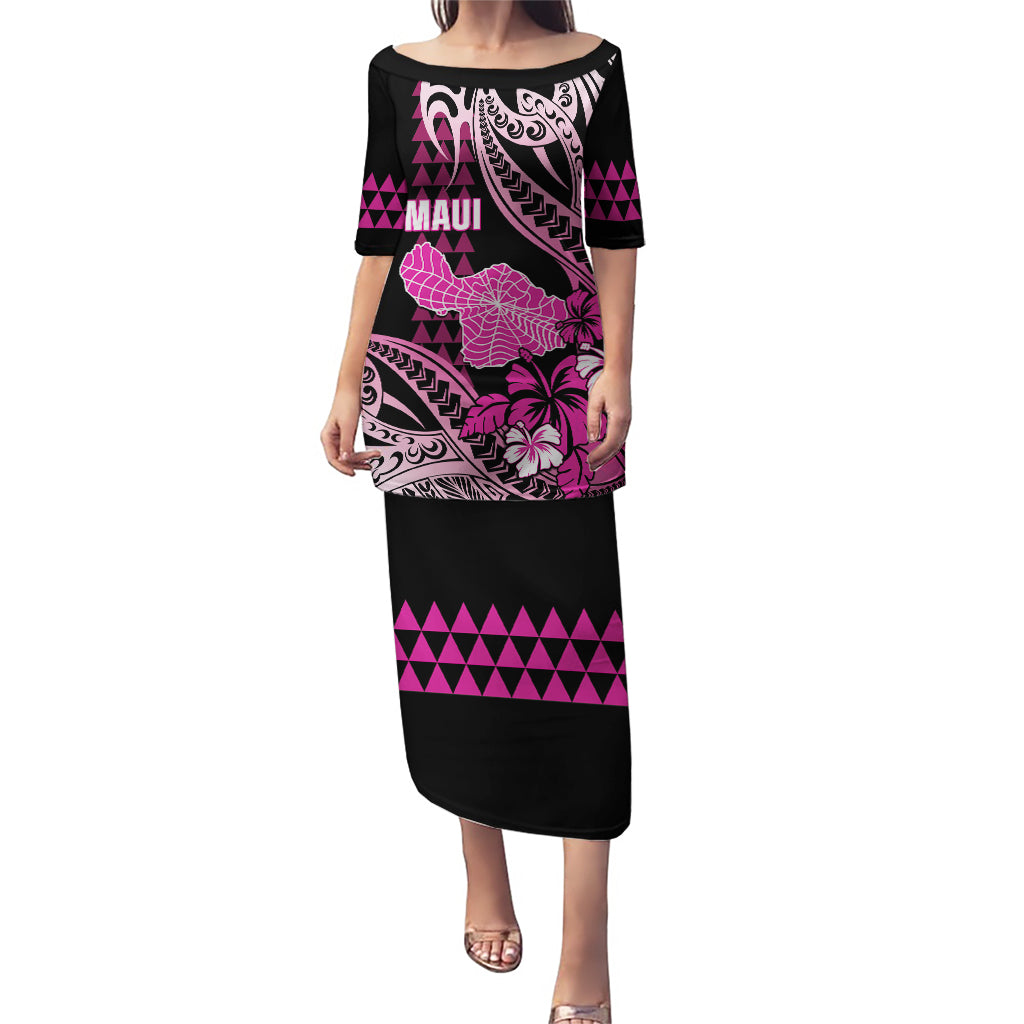 Hawaii Maui Upena Kiloi Puletasi Kakau Tribal Pattern Pink Version LT05 Long Dress Pink - Polynesian Pride