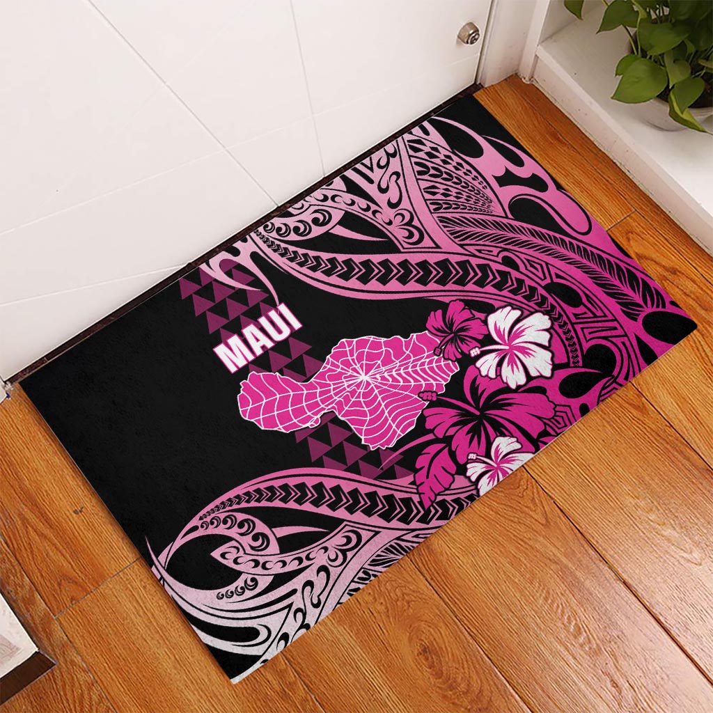 Hawaii Maui Upena Kiloi Rubber Doormat Kakau Tribal Pattern Pink Version LT05 Pink - Polynesian Pride