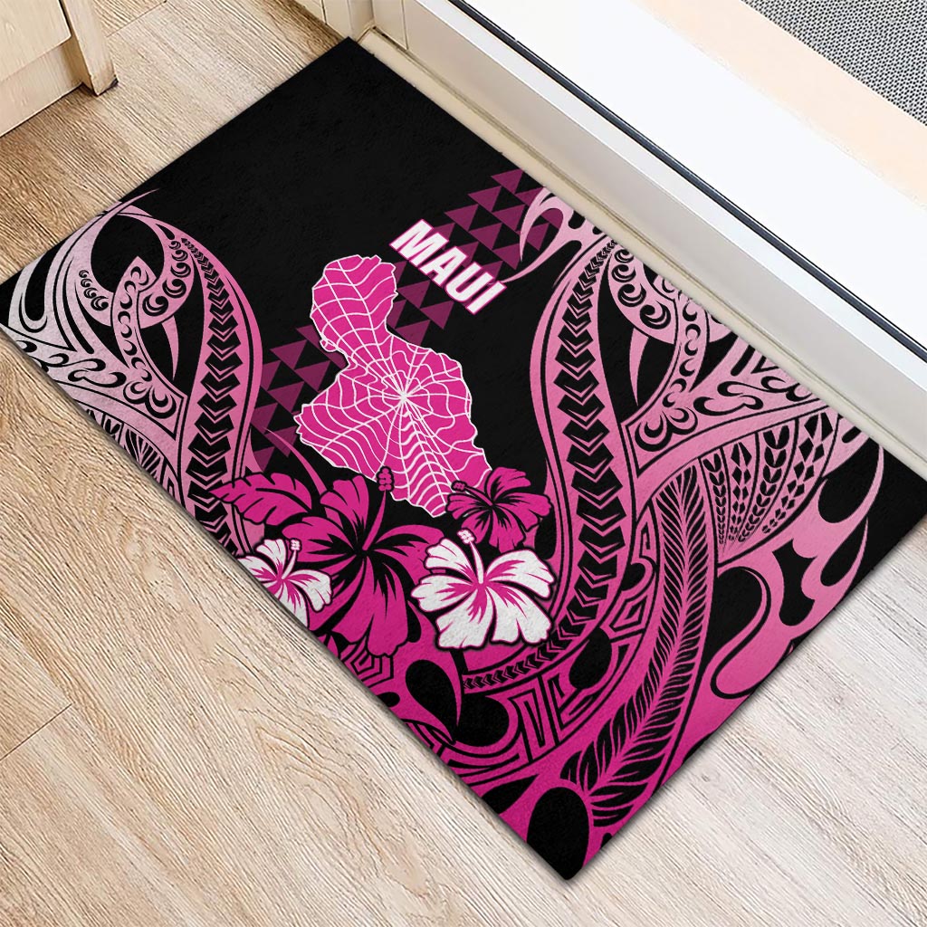 Hawaii Maui Upena Kiloi Rubber Doormat Kakau Tribal Pattern Pink Version LT05 - Polynesian Pride