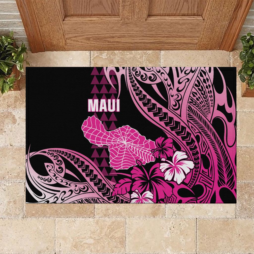 Hawaii Maui Upena Kiloi Rubber Doormat Kakau Tribal Pattern Pink Version LT05 - Polynesian Pride
