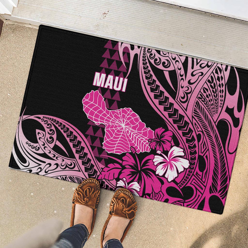 Hawaii Maui Upena Kiloi Rubber Doormat Kakau Tribal Pattern Pink Version LT05 - Polynesian Pride