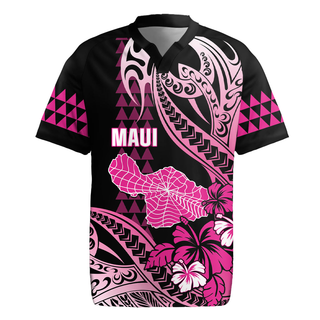 Hawaii Maui Upena Kiloi Rugby Jersey Kakau Tribal Pattern Pink Version LT05 Pink - Polynesian Pride