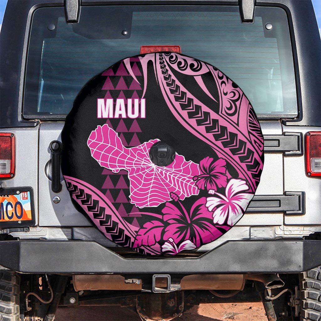 Hawaii Maui Upena Kiloi Spare Tire Cover Kakau Tribal Pattern Pink Version