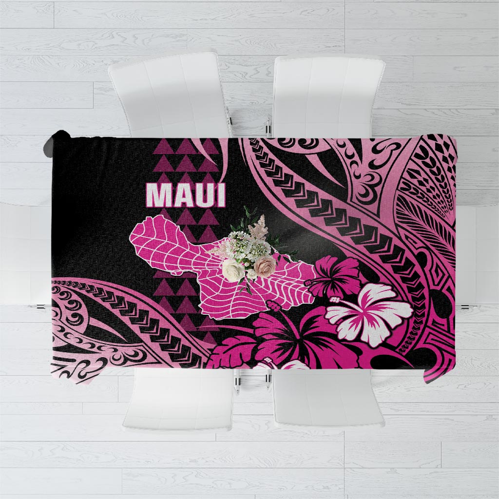 Hawaii Maui Upena Kiloi Tablecloth Kakau Tribal Pattern Pink Version