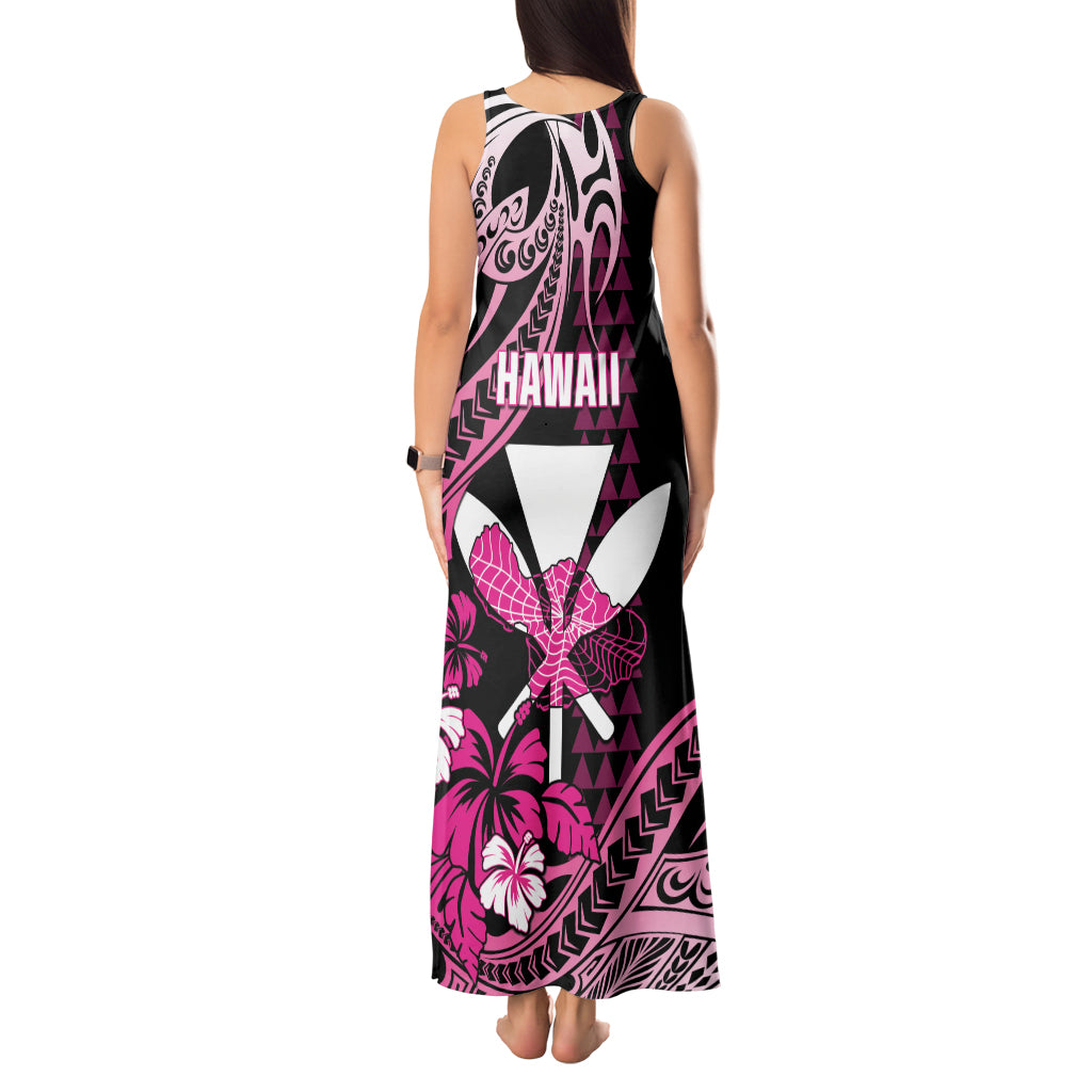 Hawaii Maui Upena Kiloi Tank Maxi Dress Kakau Tribal Pattern Pink Version LT05 - Polynesian Pride