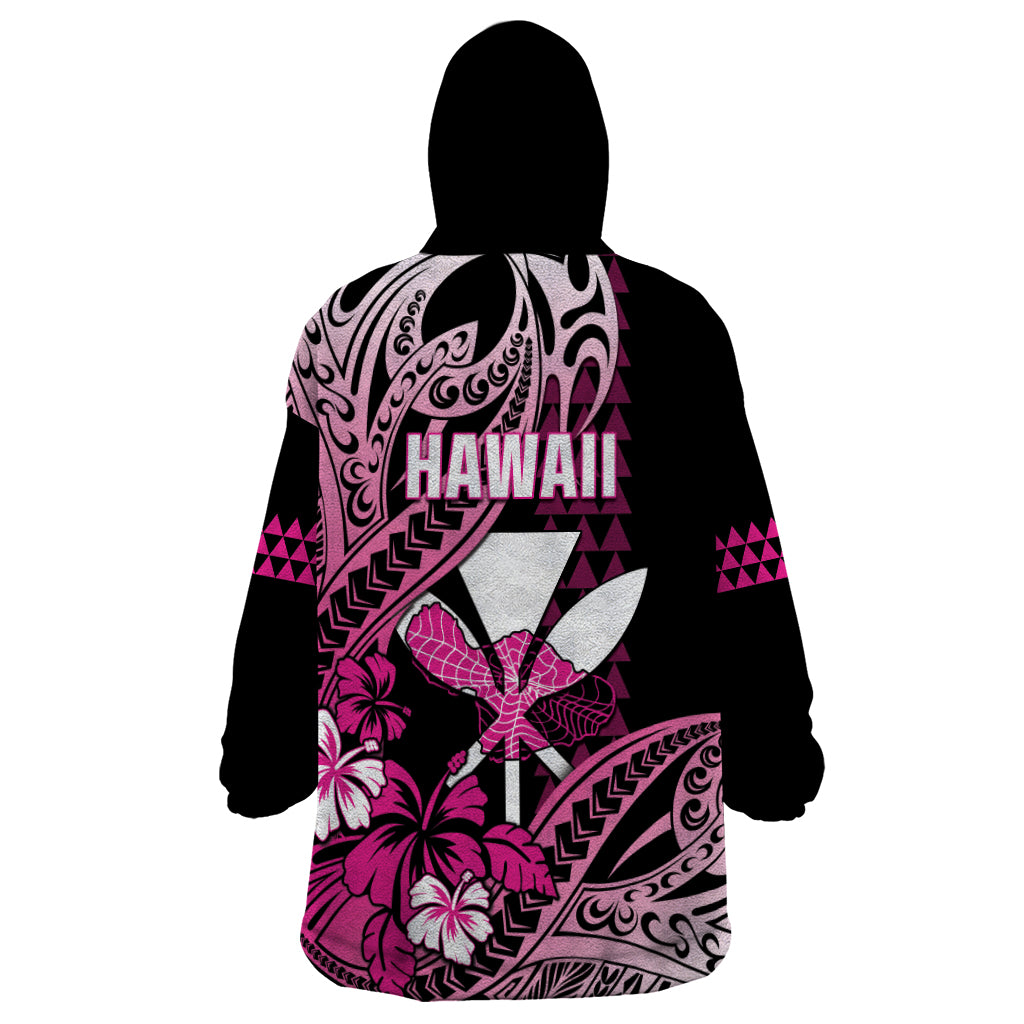 Hawaii Maui Upena Kiloi Wearable Blanket Hoodie Kakau Tribal Pattern Pink Version LT05 - Polynesian Pride