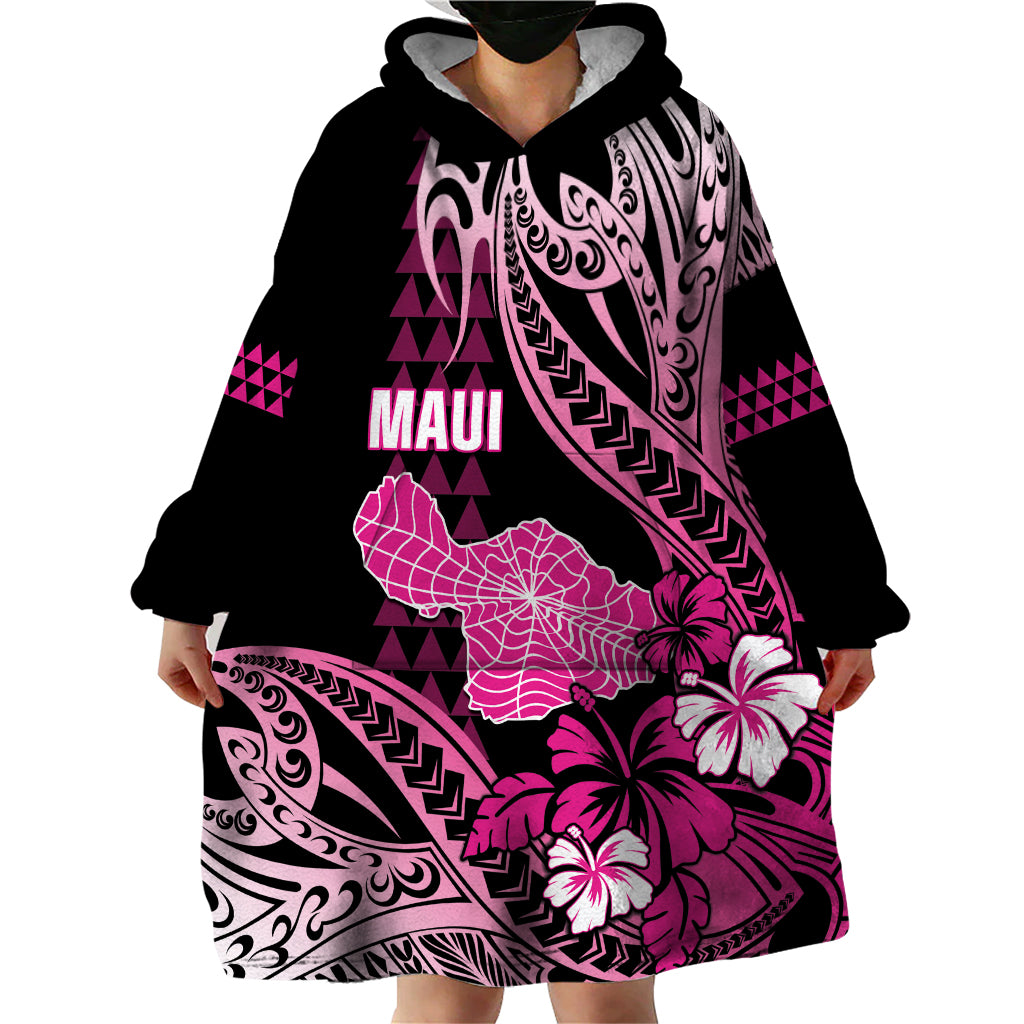 Hawaii Maui Upena Kiloi Wearable Blanket Hoodie Kakau Tribal Pattern Pink Version LT05 - Polynesian Pride