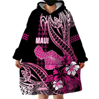 Hawaii Maui Upena Kiloi Wearable Blanket Hoodie Kakau Tribal Pattern Pink Version LT05 - Polynesian Pride