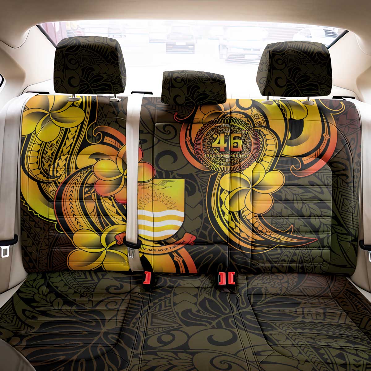 Personalised Kiribati Independence Day Back Car Seat Cover 46th Anniversary