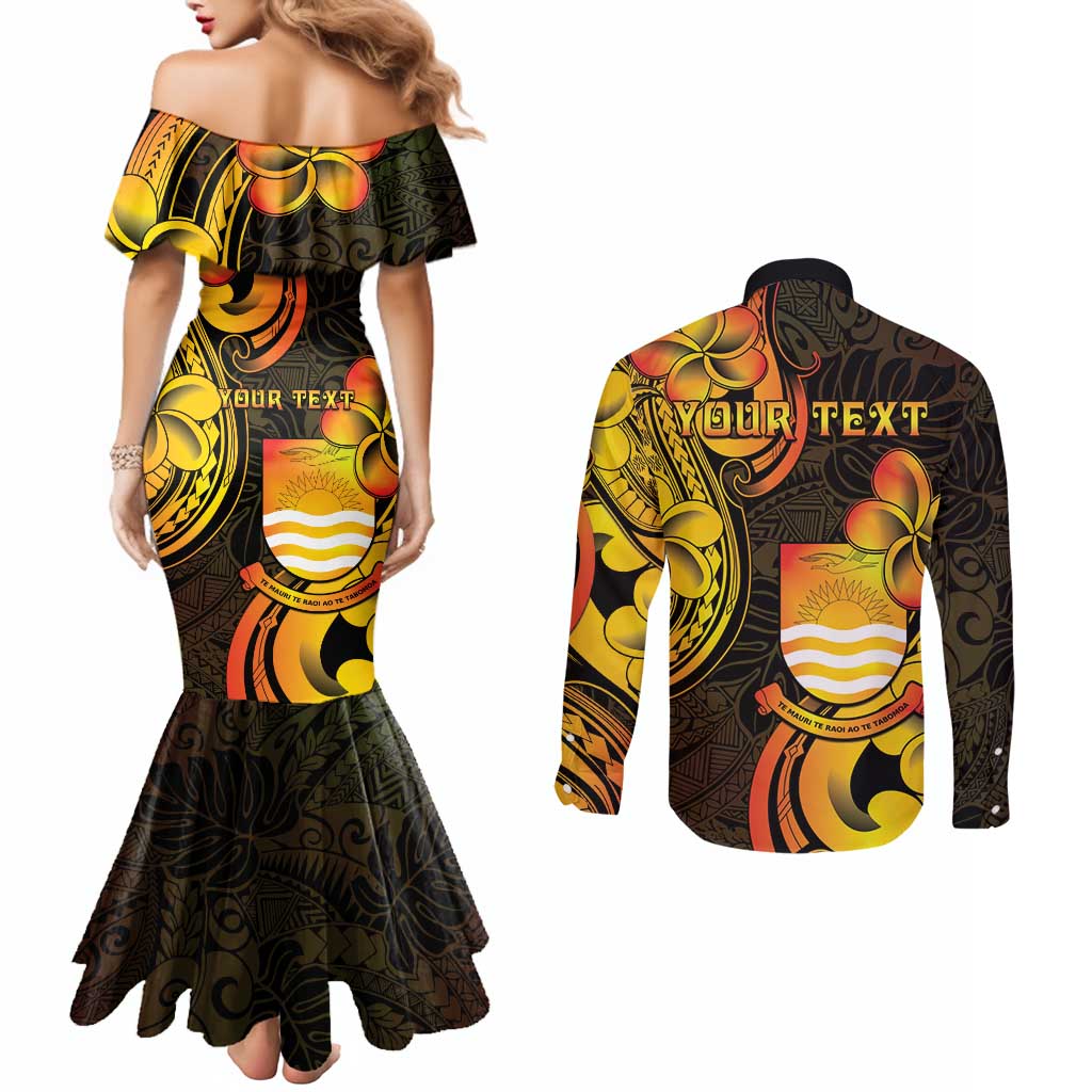 Personalised Kiribati Independence Day Couples Matching Mermaid Dress and Long Sleeve Button Shirt 46th Anniversary