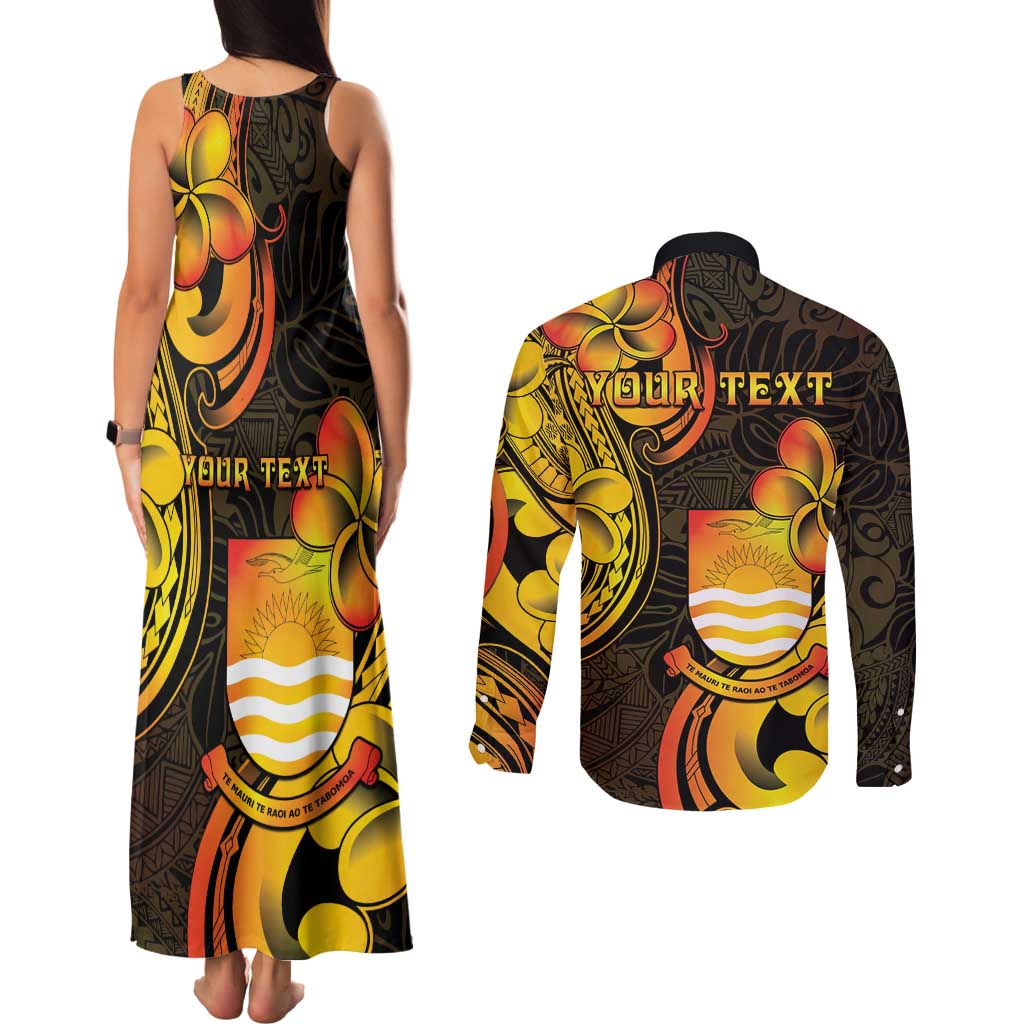 Personalised Kiribati Independence Day Couples Matching Tank Maxi Dress and Long Sleeve Button Shirt 46th Anniversary